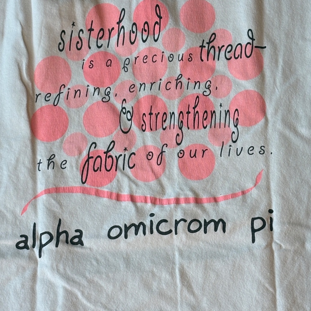 Alpha Omicron Pi Vintage Sisterhood T-Shirt with Misspelled Word - Picture 4 of 9